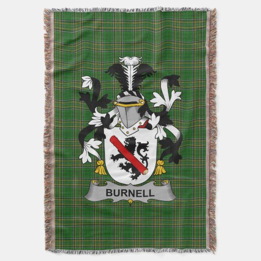 Irish Burnell Coat of Arms Family Crest Ireland Deken (Voorkant Verticaal)