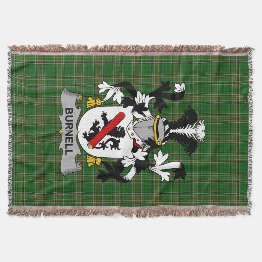 Irish Burnell Coat of Arms Family Crest Ireland Deken (Voorkant)