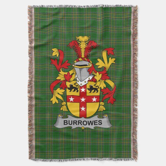 Irish Burrowes Coat of Arms Family Crest Ireland Deken (Voorkant Verticaal)