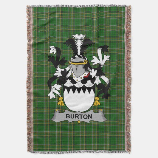 Irish Burton Coat of Arms Family Crest Ireland Deken (Voorkant Verticaal)