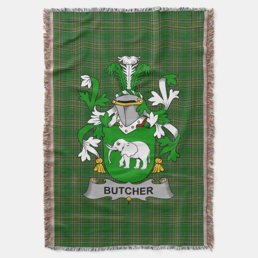 Irish Butcher Coat of Arms Family Crest Ierland Deken (Voorkant Verticaal)