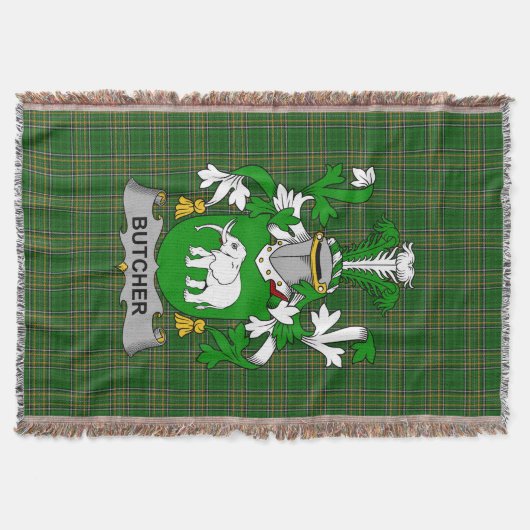 Irish Butcher Coat of Arms Family Crest Ierland Deken (Voorkant)