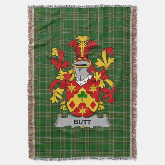 Irish Butt Coat of Arms Family Crest Ierland Deken (Voorkant Verticaal)