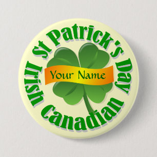 Irish Canadian St Patrick's Ronde Button 7,6 Cm