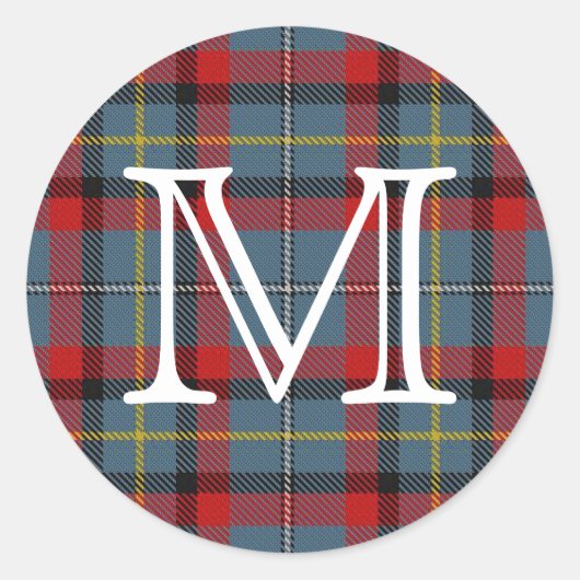 Irish canan MacNamara tartan met monogram Ronde Sticker (Voorkant)
