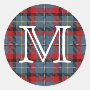 Irish canan MacNamara tartan met monogram Ronde Sticker