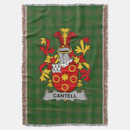 Irish Cantell Coat of Arms Family Crest Ireland Deken (Voorkant Verticaal)