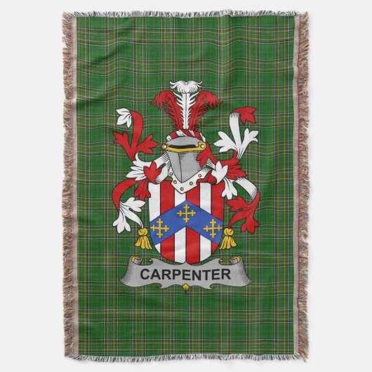 Irish Carpenter Wapen van de familie Crest Ierland Deken (Voorkant Verticaal)