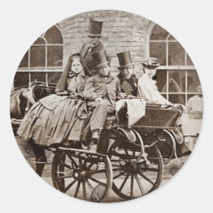 Irish Cart and Horse 1800 Ronde Sticker