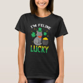 Irish Cat Leprechaun I'm Feline Lucky Cat St Patri T-shirt (Voorkant)