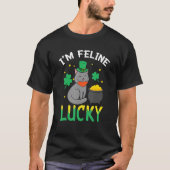 Irish Cat Leprechaun I'm Feline Lucky Cat St Patri T-shirt (Voorkant)