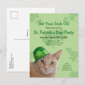 Irish Cat St. Patrick's Day Party Invite Post Kaar Uitnodiging Briefkaart (Voorkant / Achterkant)