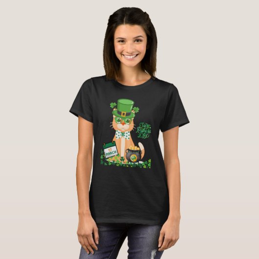 Irish Cat St. Patrick's Day T-shirt (Voorkant volledig)