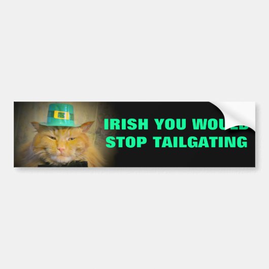 Irish Cat Wenst geen kleermakers meer Bumpersticker (Voorkant)