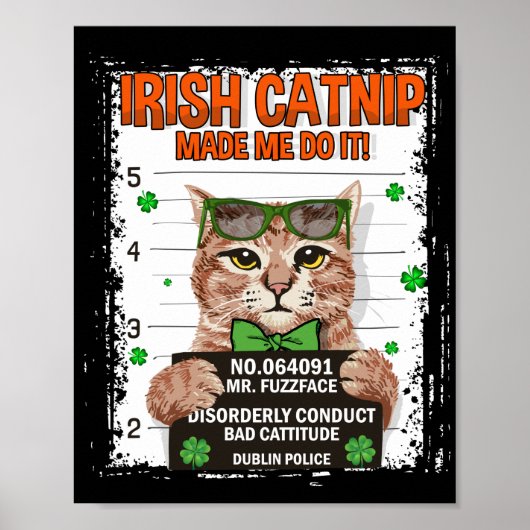Irish Catnip St Patrick's Day Shamrock Cat Poster (Voorkant)