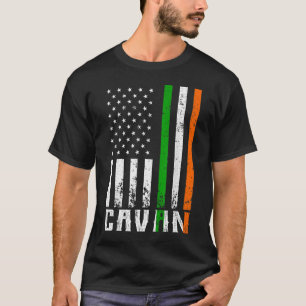 Irish CAVAN Family American Flag Ireland Flag T-shirt