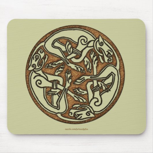 Irish Celtic 3-Dog Symbol Mousepad Muismat (Voorkant)