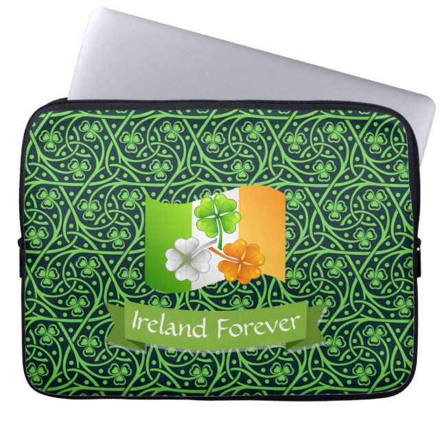 Irish Celtic Clover Laptop Sleeve (Voorkant)