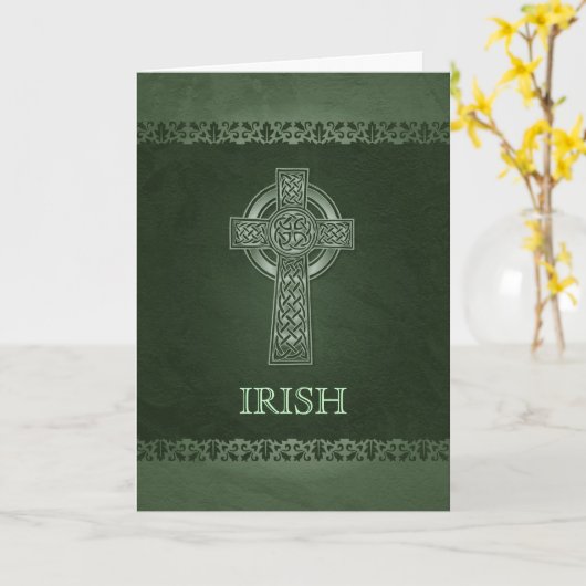 Irish Celtic Cross Blessing Wenskaart Kaart (Gele Bloem)