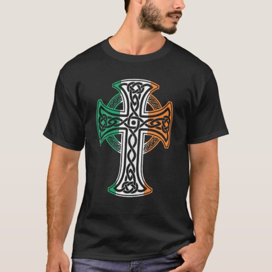 Irish Celtic Cross Christ Celtic Knot Ireland Flag T-shirt (Voorkant)