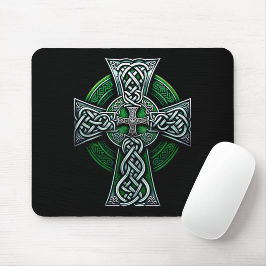 Irish Celtic Cross Knot Christian Holy Trinity Sco Muismat (Met muis)