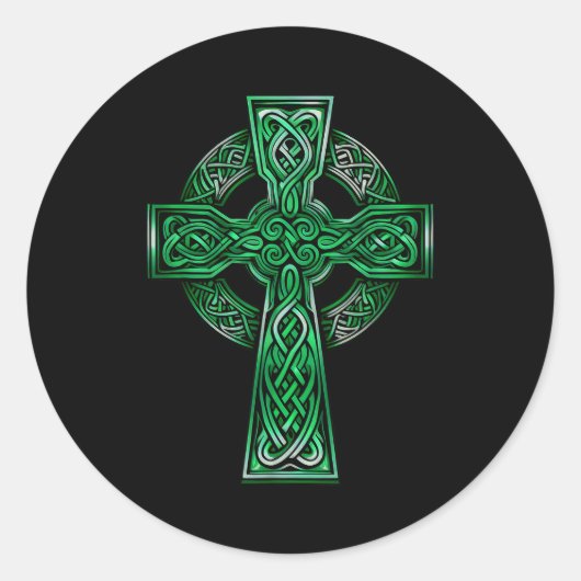 Irish Celtic Cross Knot Christian Holy Trinity Sco Ronde Sticker (Voorkant)