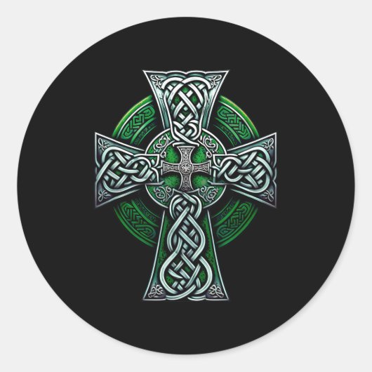 Irish Celtic Cross Knot Christian Holy Trinity Sco Ronde Sticker (Voorkant)