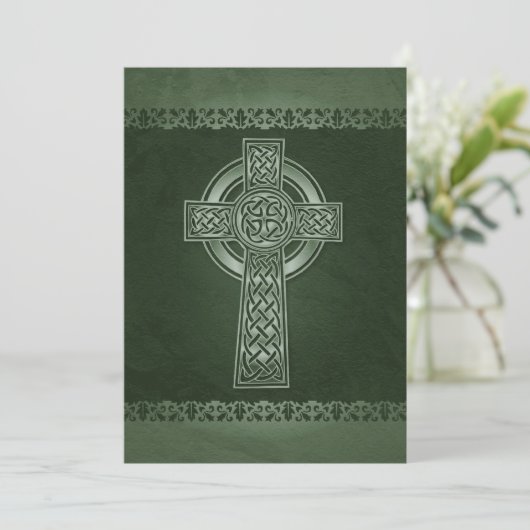 Irish Celtic Cross Wedding Invitations Kaart (Staand voorkant)