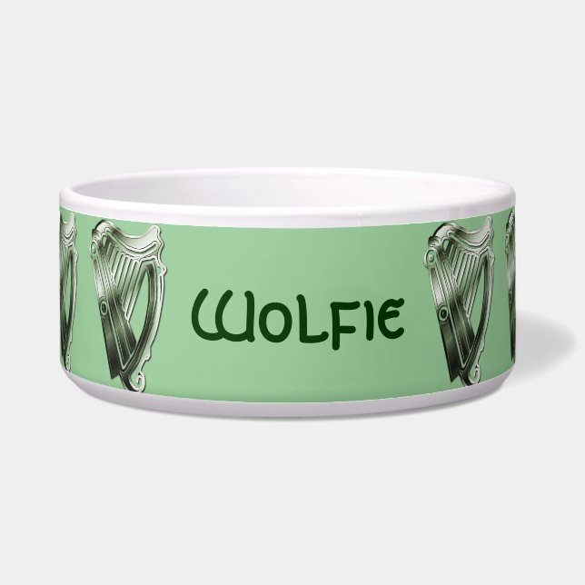 Irish Celtic Green Harp Dog of Cat Pet Bowl Voerbakje (Voorkant)
