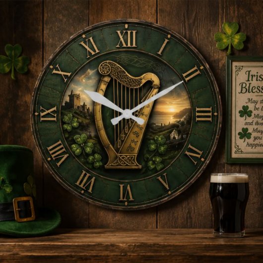 Irish Celtic Harp Grote Klok