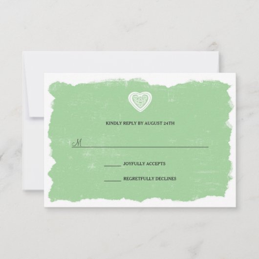 Irish Celtic hart RSVP-antwoordkaart 3991 RSVP Kaartje (Voorkant)