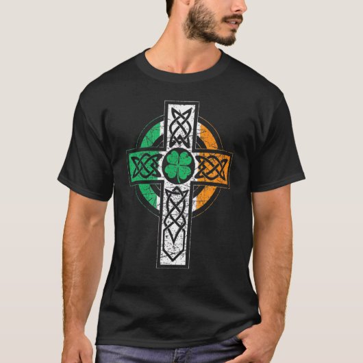 Irish Celtic Knot Christelijk Cross Ireland Flag S T-shirt (Voorkant)