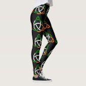 Irish Celtic Knot Green White Sinaasappel Black Le Leggings (Rechts)