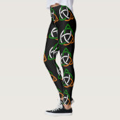 Irish Celtic Knot Green White Sinaasappel Black Le Leggings (Links)