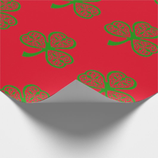 Irish Celtic Shamrock Trinity Knot Kerstmis Cadeaupapier (Hoek)