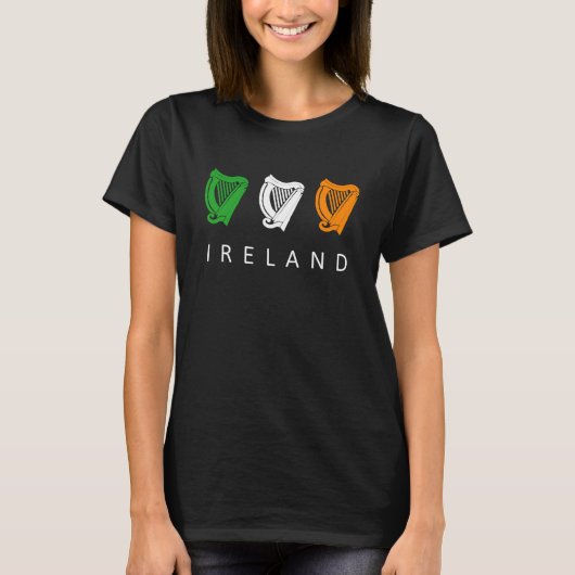 Irish Celtic Triple Harp Medieval Emblem of Irelan T-shirt (Voorkant)