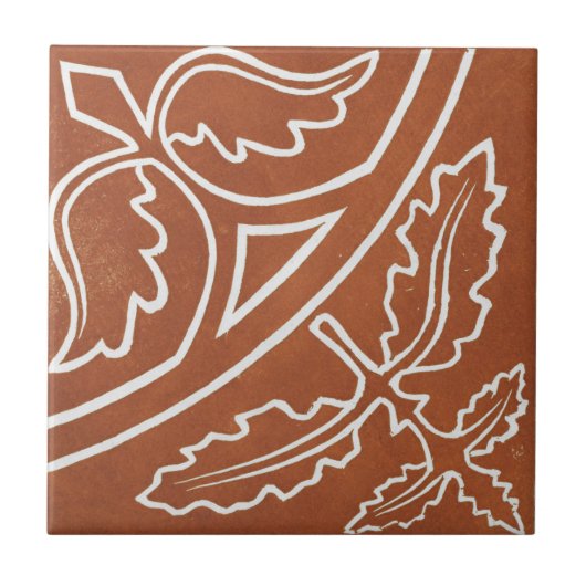 Irish Ceramic Art Design Red Leaf Tegel Tegeltje (Voorkant)