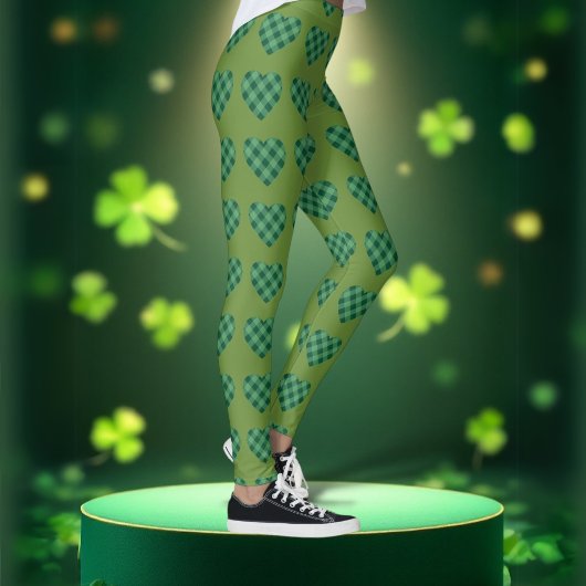 Irish Charm Trendy Olijfgroen Hart Leggings