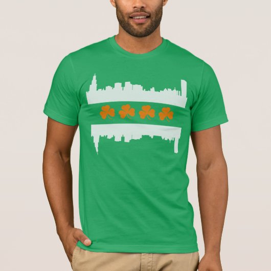 Irish Chicago Skyline Flag St Patrick's Day T-shirt (Voorkant)