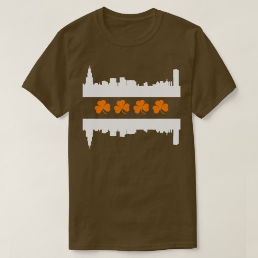 Irish Chicago Skyline Flag T-shirt (Design voorkant)