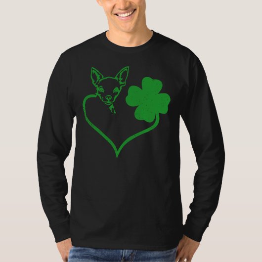 Irish Chihuahua Face Shamrock St Patricks Day Dog T-shirt (Voorkant)