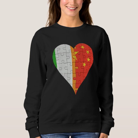 Irish Chinese Flag Heart Trui (Voorkant)