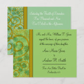 Irish Christelijk Wedding Invitation Blue Green Uitnodiging Briefkaart (Voorkant / Achterkant)
