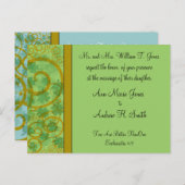Irish Christelijk Wedding Invitation Blue Green Uitnodiging Briefkaart (Voorkant / Achterkant)