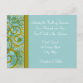 Irish Christelijk Wedding Invitation Blue Green Uitnodiging Briefkaart (Achterkant)