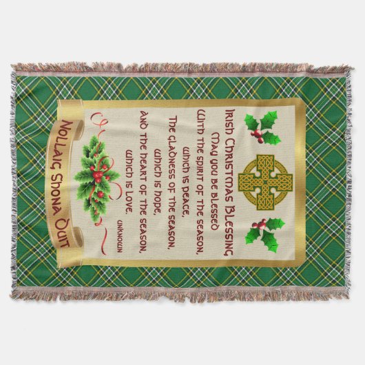 Irish Christmas Blessing w/Irish National Tartan Deken (Voorkant)