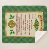 Irish Christmas Blessing w/Irish National Tartan Sherpa Deken (Voorkant (horizontaal))