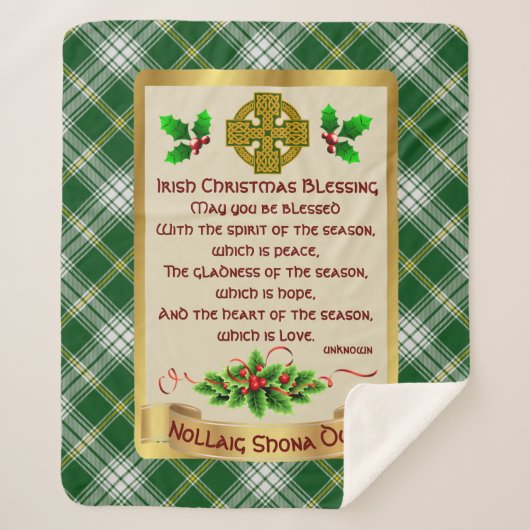 Irish Christmas Blessing w/St. Patrick Tartan Sherpa Deken (Voorkant)