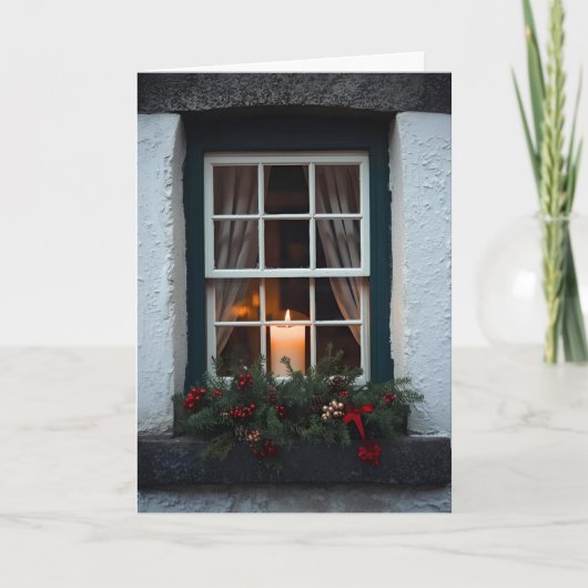 Irish Christmas Candle in Window Happy Christmas Kaart (Voorkant)