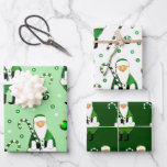 Irish Christmas Gift Wrapping Paper Sheets<br><div class="desc">Ierse kerstcadeauverpakking met grappige kerstman met een groene snoepstok omringd door vakantietrakkelen.</div>